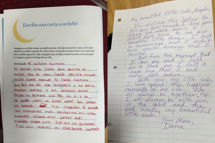 Lullaby Project - Dana's Letter Spanish and English side by side
