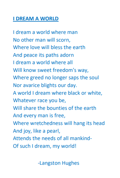 I Dream A World by Langston Hughes