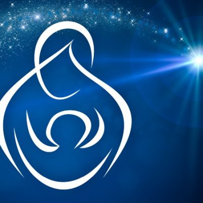 Silhouette of mother with stars