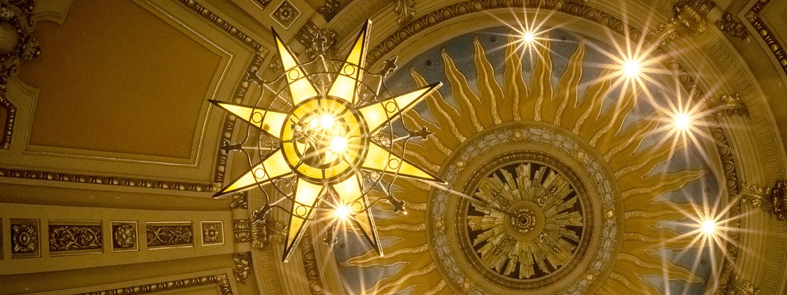 Ceiling of the Cathedral of Saint Paul featuring hanging star-shaped lantern. Photo credit Ethan Kellum Johnson.