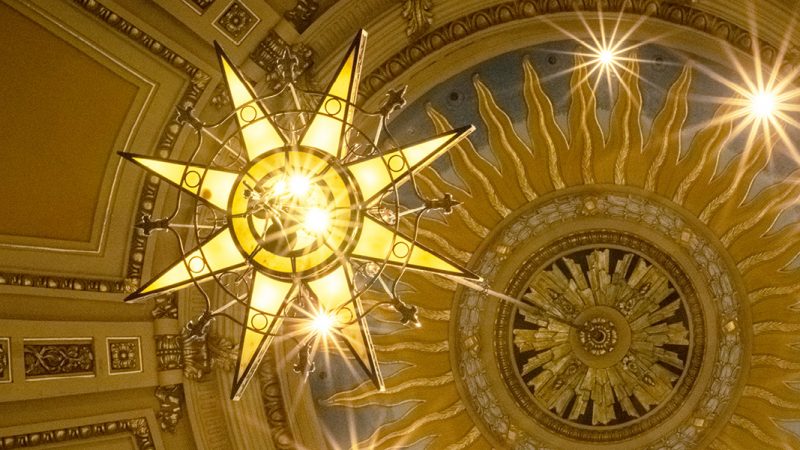 Ceiling of the Cathedral of Saint Paul featuring hanging star-shaped lantern. Photo credit Ethan Kellum Johnson.