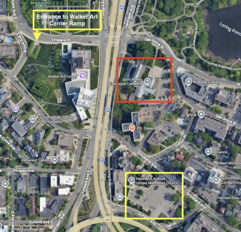 Image of map with parking options highlighted.